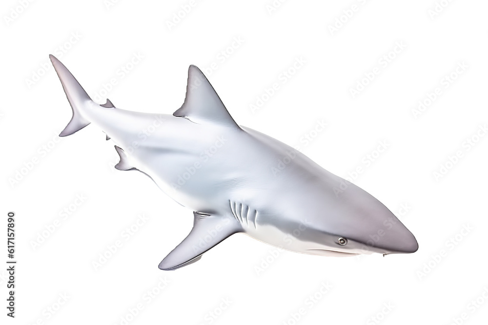 Fototapeta premium Silver Shark fish. Transparent background. generative AI
