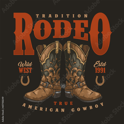 American cowboy vintage poster colorful