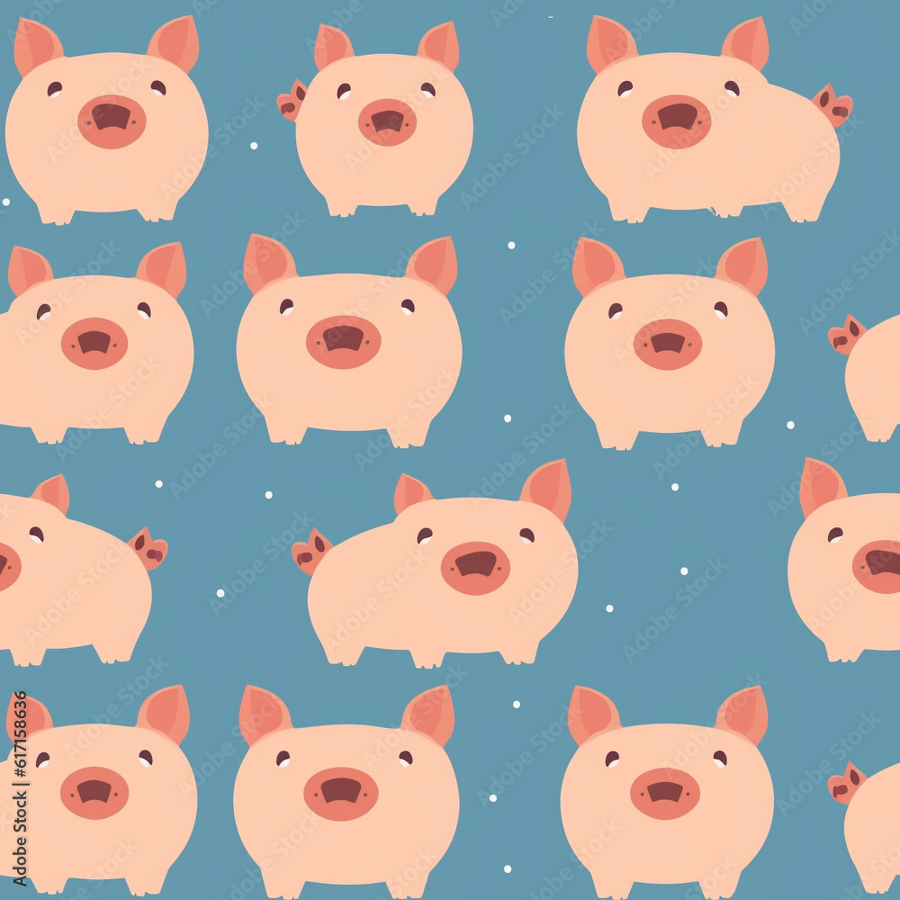 A Continuous Repeating Tile Pattern of Minimal Pigs Design | Generative AI