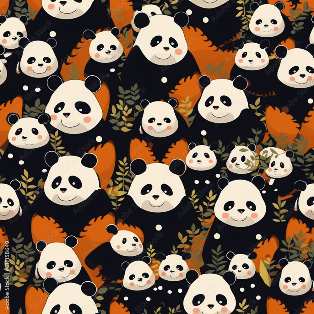 A Continuous Repeating Tile Pattern of Minimal Pandas Design | Generative AI A Continuous Repeating Tile Pattern of Minimal Pandas Design | Generative AI