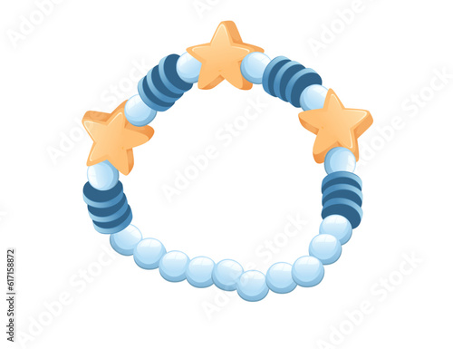 Colorful funky bracelet from bright plastic beads with star shaped beads vector illustration isolated on white background