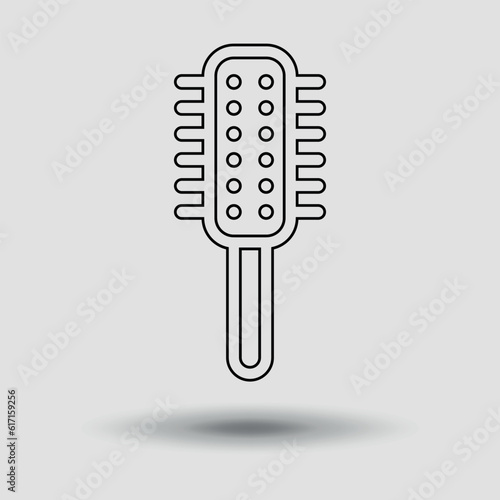 The hairbrush icon. Thin line. Vector on grey background