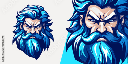 Powerful God Zeus Logo: Striking Vector Illustration for Elite Sport and E-Sport Teams