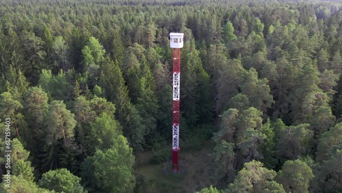 Fire tower between forests