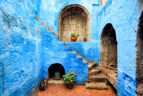 Foto Blue walls in the Santa Catalina monastery, Arequipa, Peru