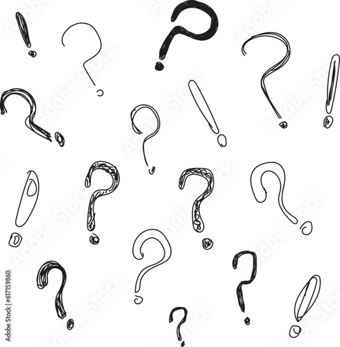 Question mark seamless background, Hand Drawn question mark