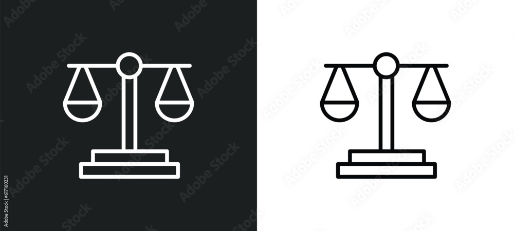 justice line icon in white and black colors. justice flat vector icon from justice collection for web, mobile apps and ui. justice line icon in white and black colors. justice flat vector icon from justice collection for web, mobile apps and ui.