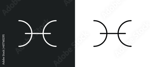 pisces line icon in white and black colors. pisces flat vector icon from pisces collection for web, mobile apps and ui.