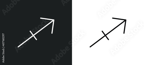 sagittarius line icon in white and black colors. sagittarius flat vector icon from sagittarius collection for web, mobile apps and ui.