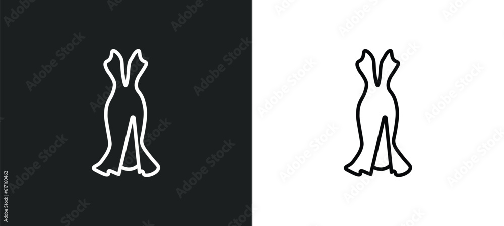 sexy female dress line icon in white and black colors. sexy female dress flat vector icon from sexy female dress collection for web, mobile apps and ui.