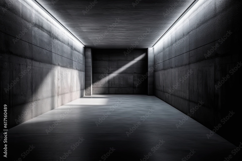 dimly lit hallway with a source of light from above dimly lit hallway with a source of light from above