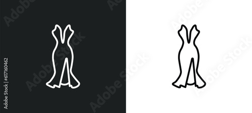 sexy female dress line icon in white and black colors. sexy female dress flat vector icon from sexy female dress collection for web, mobile apps and ui.