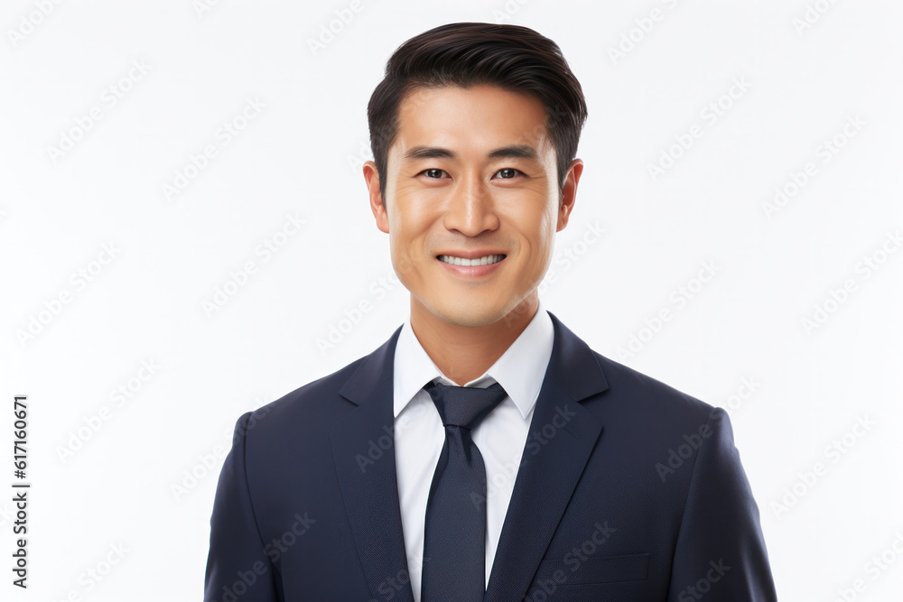 Beautiful person smiling in front of a white background ai generated Beautiful person smiling in front of a white background ai generated