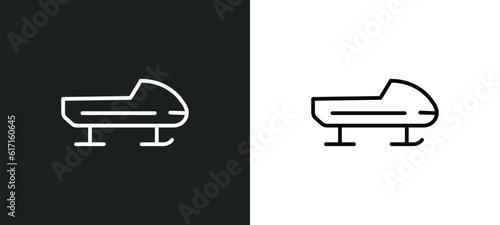 bobsled line icon in white and black colors. bobsled flat vector icon from bobsled collection for web, mobile apps and ui.