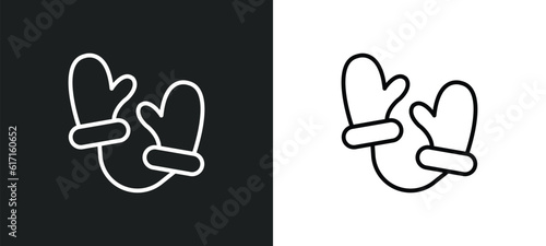 mittens line icon in white and black colors. mittens flat vector icon from mittens collection for web, mobile apps and ui.