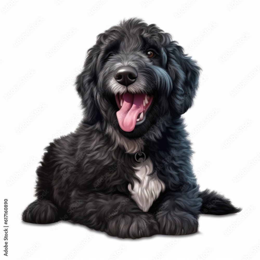 A happy and healthy bernadoodle puppy in pet-themed PNG illustrations. (Illustration, Generative AI)