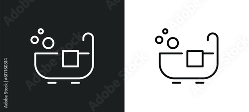 hot tub line icon in white and black colors. hot tub flat vector icon from hot tub collection for web, mobile apps and ui.