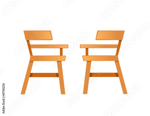 Two wooden chair vector illustration isolated on white background
