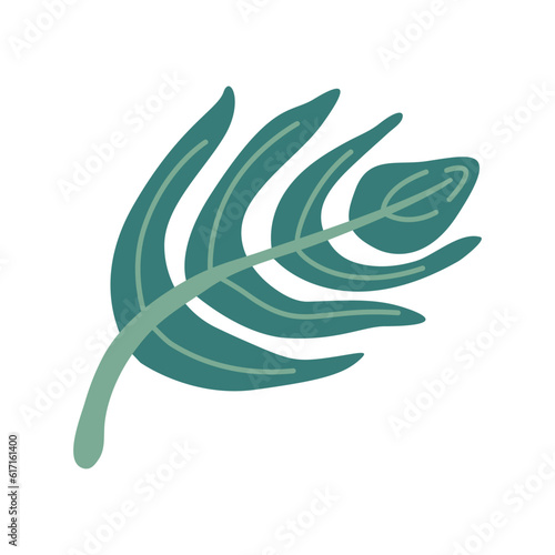 Decorative hand drawn flat floral leaf