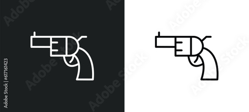 revolvers line icon in white and black colors. revolvers flat vector icon from revolvers collection for web, mobile apps and ui.