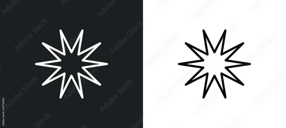 burst line icon in white and black colors. burst flat vector icon from burst collection for web, mobile apps and ui.