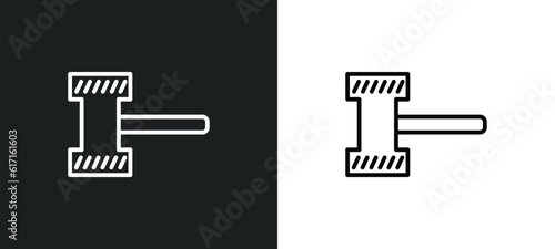 thor hammer line icon in white and black colors. thor hammer flat vector icon from thor hammer collection for web, mobile apps and ui.