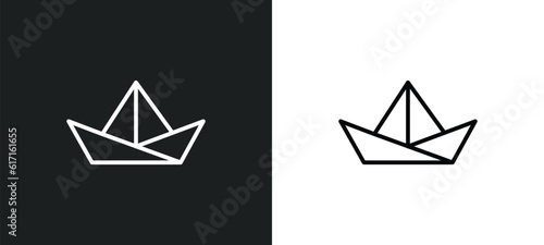 paper boat line icon in white and black colors. paper boat flat vector icon from paper boat collection for web, mobile apps and ui.