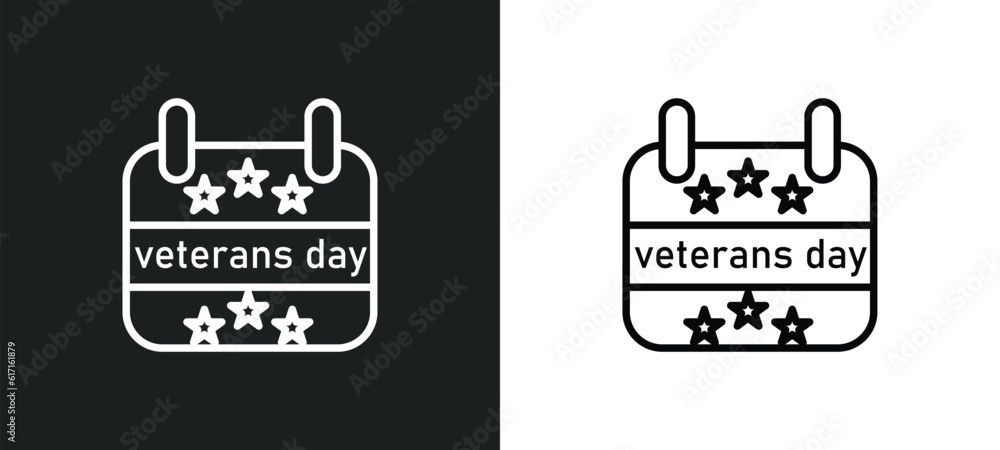 veterans day line icon in white and black colors. veterans day flat vector icon from veterans day collection for web, mobile apps and ui. veterans day line icon in white and black colors. veterans day flat vector icon from veterans day collection for web, mobile apps and ui.