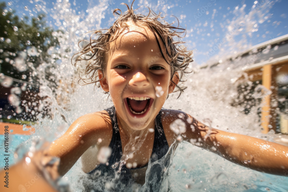 Fototapeta premium Enjoying a summer day swimming ai generated