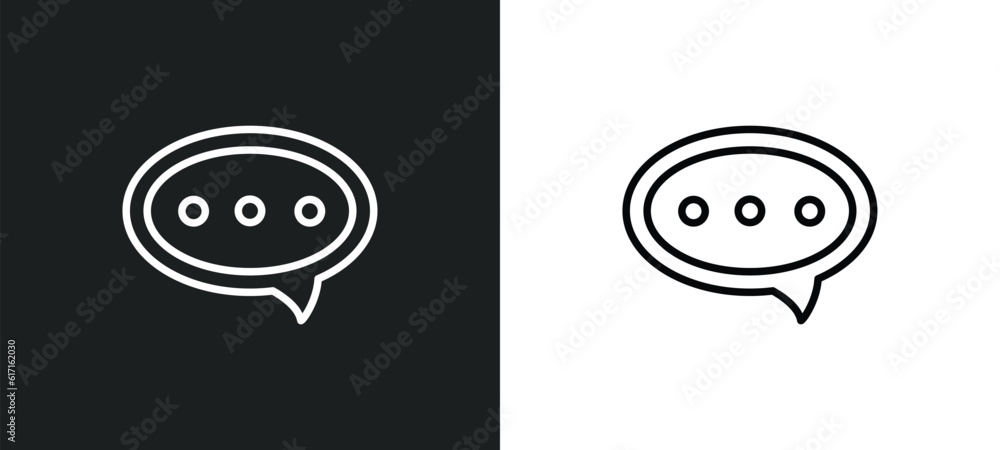 message ballon line icon in white and black colors. message ballon flat vector icon from message ballon collection for web, mobile apps and ui. message ballon line icon in white and black colors. message ballon flat vector icon from message ballon collection for web, mobile apps and ui.