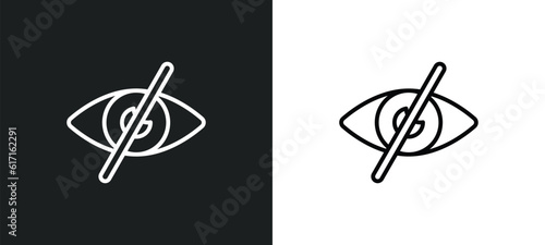 hidden line icon in white and black colors. hidden flat vector icon from hidden collection for web, mobile apps and ui.