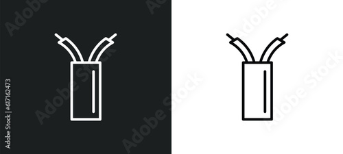 wiring line icon in white and black colors. wiring flat vector icon from wiring collection for web, mobile apps and ui.