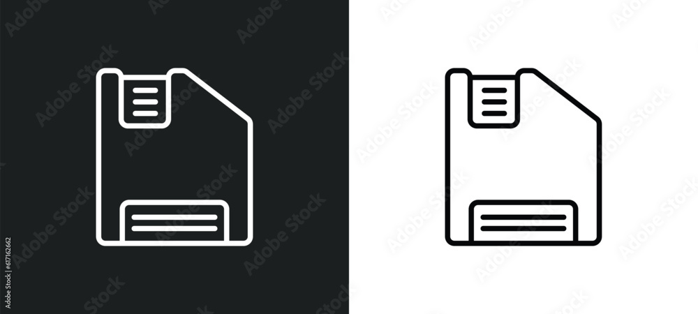 floppy disk save button line icon in white and black colors. floppy disk save button flat vector icon from floppy disk save button collection for web, mobile apps and ui. floppy disk save button line icon in white and black colors. floppy disk save button flat vector icon from floppy disk save button collection for web, mobile apps and ui.