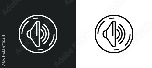 volume button line icon in white and black colors. volume button flat vector icon from volume button collection for web, mobile apps and ui.