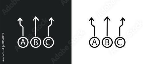 abc item chart line icon in white and black colors. abc item chart flat vector icon from abc item chart collection for web, mobile apps and ui.