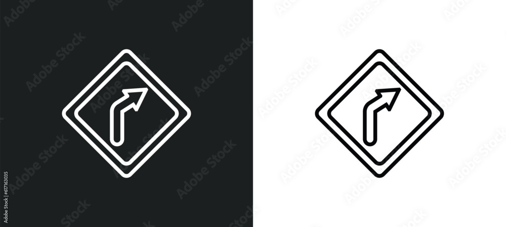 right curve line icon in white and black colors. right curve flat vector icon from right curve collection for web, mobile apps and ui. right curve line icon in white and black colors. right curve flat vector icon from right curve collection for web, mobile apps and ui.