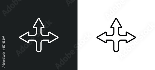crossroad line icon in white and black colors. crossroad flat vector icon from crossroad collection for web, mobile apps and ui.