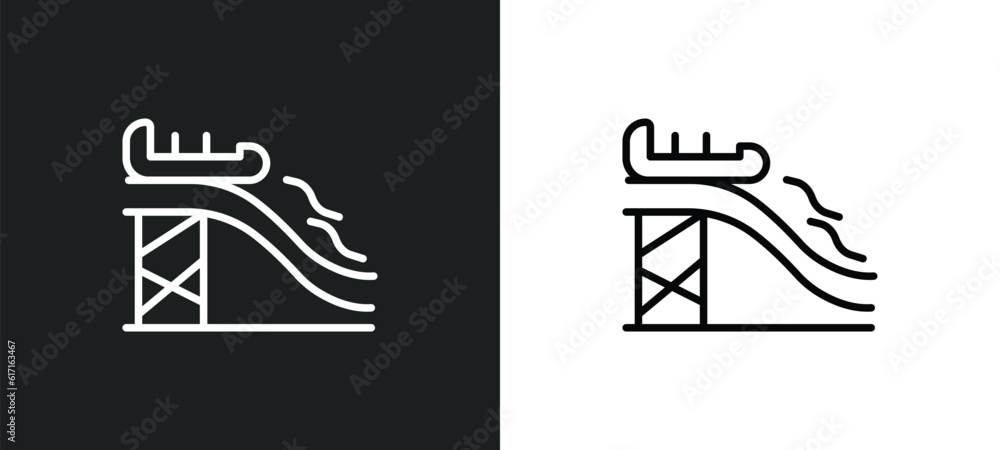 waterpark line icon in white and black colors. waterpark flat vector ...