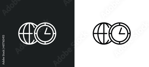 time zone line icon in white and black colors. time zone flat vector icon from time zone collection for web, mobile apps and ui.