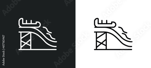 waterpark line icon in white and black colors. waterpark flat vector icon from waterpark collection for web, mobile apps and ui.