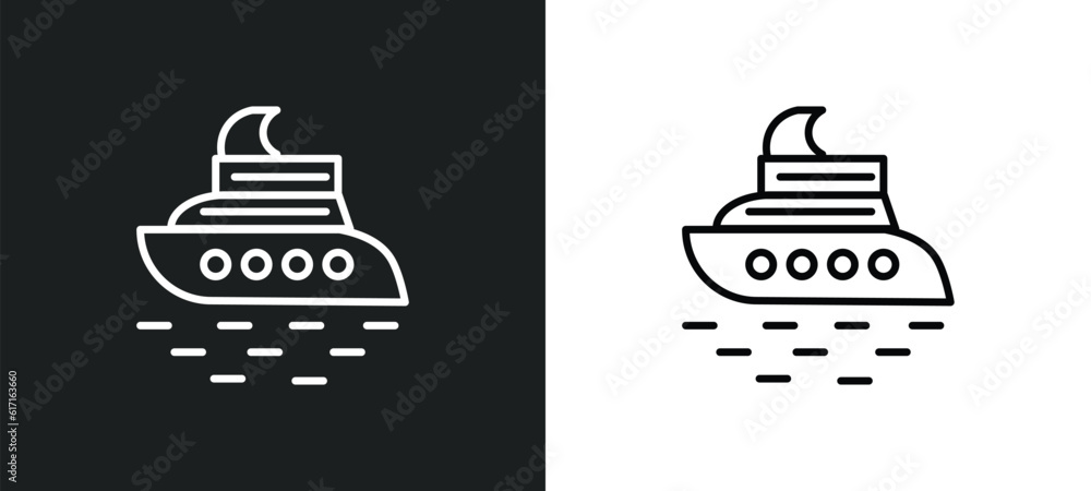 yacht line icon in white and black colors. yacht flat vector icon from yacht collection for web, mobile apps and ui. yacht line icon in white and black colors. yacht flat vector icon from yacht collection for web, mobile apps and ui.