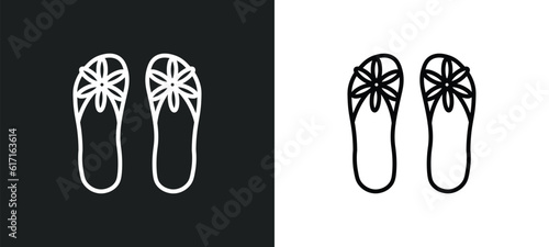 flip flop line icon in white and black colors. flip flop flat vector icon from flip flop collection for web, mobile apps and ui.