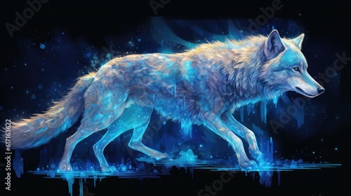 Fantasy wolf surrounded by star © Creda