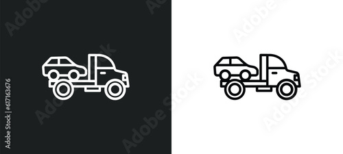 wrecker line icon in white and black colors. wrecker flat vector icon from wrecker collection for web, mobile apps and ui.