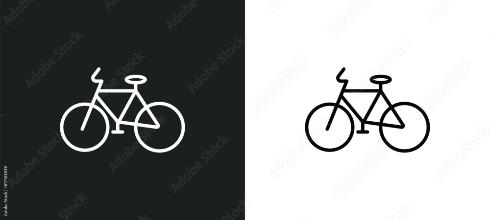 bicycle line icon in white and black colors. bicycle flat vector icon from bicycle collection for web, mobile apps and ui. bicycle line icon in white and black colors. bicycle flat vector icon from bicycle collection for web, mobile apps and ui.