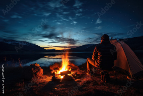 person outside enjoying camping life ai generated