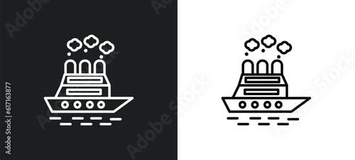 icebreaker ship line icon in white and black colors. icebreaker ship flat vector icon from icebreaker ship collection for web, mobile apps and ui.