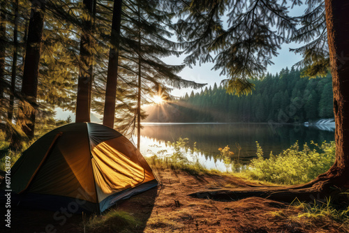 person outside enjoying camping life ai generated