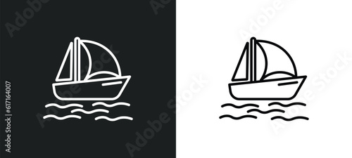 catamaran line icon in white and black colors. catamaran flat vector icon from catamaran collection for web, mobile apps and ui.