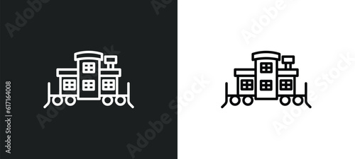 caboose line icon in white and black colors. caboose flat vector icon from caboose collection for web, mobile apps and ui.